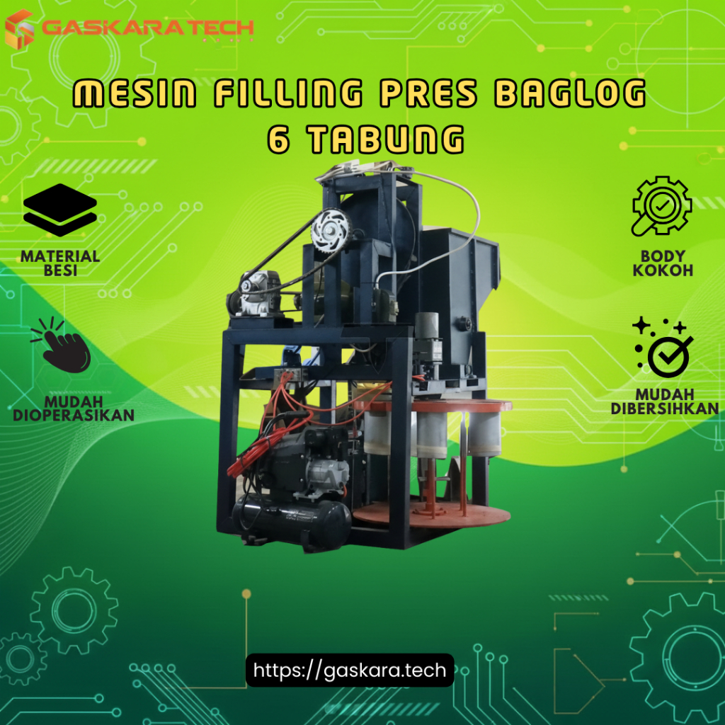 Mesin Filling Press Baglog 6 Tabung sistem Pneumatic