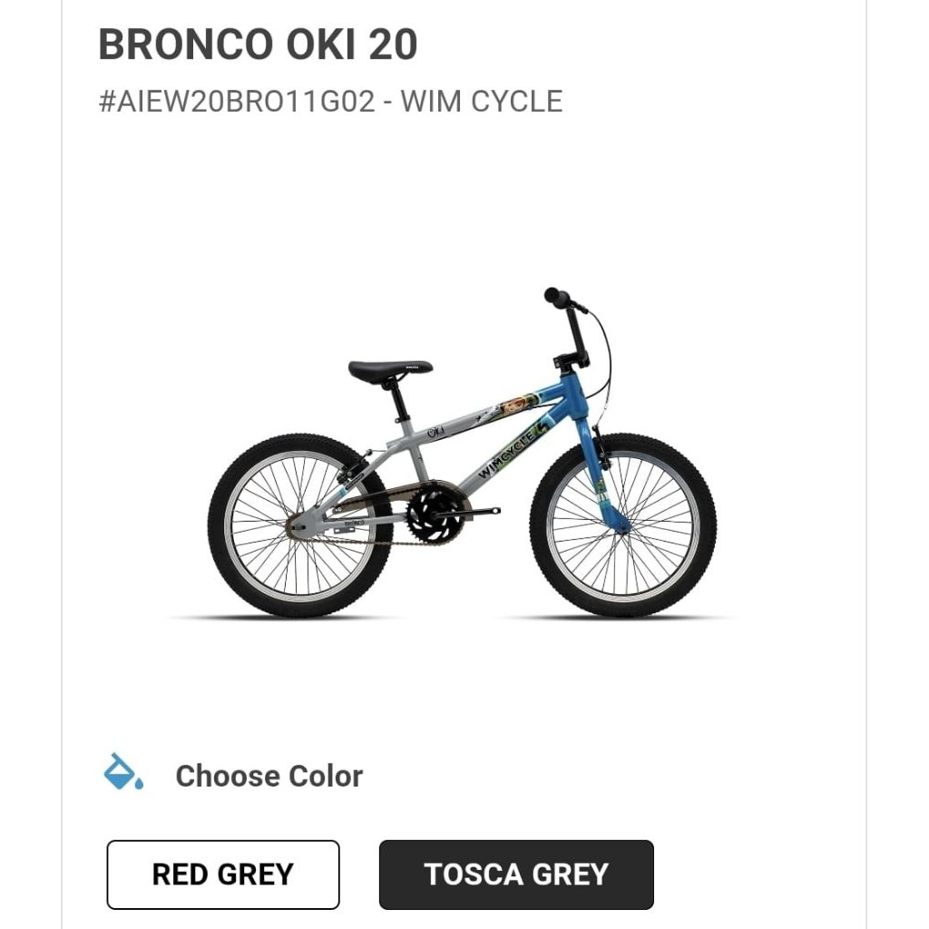 Sepeda Anak Laki BMX WIMCYCLE BRONCO OKI Ukuran 20 Inch Usia 8-12 Tahun