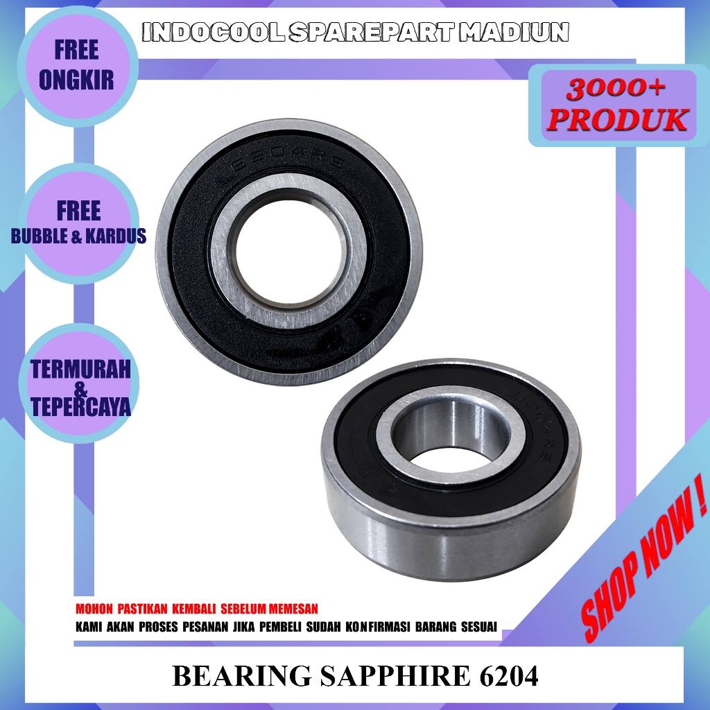 6204S BANTALAN BEARING / BEARING SAPPHIRE 6204