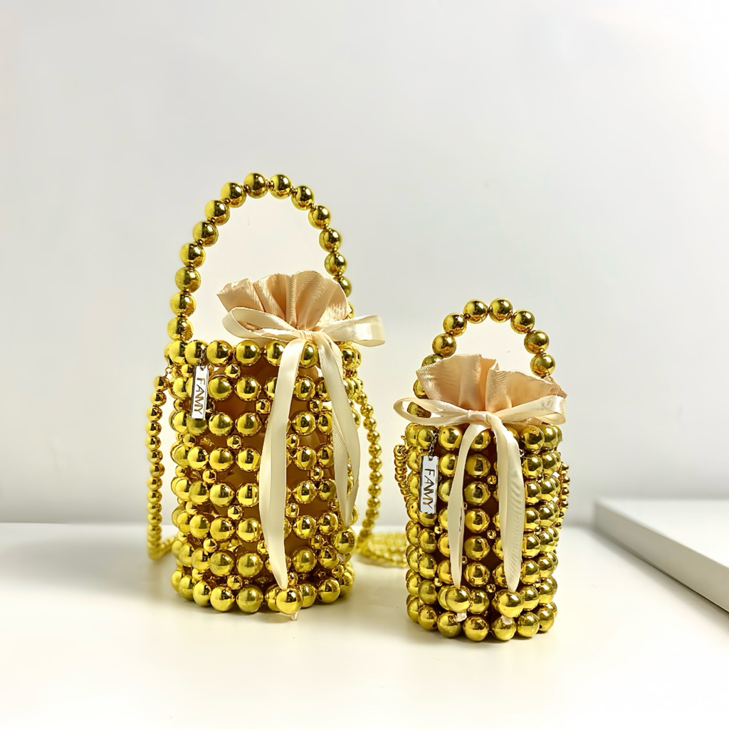 FANMY || gold daisy pearl bag | beads bag | beaded bag | pearls bag | tas mutiara | tas manik manik 