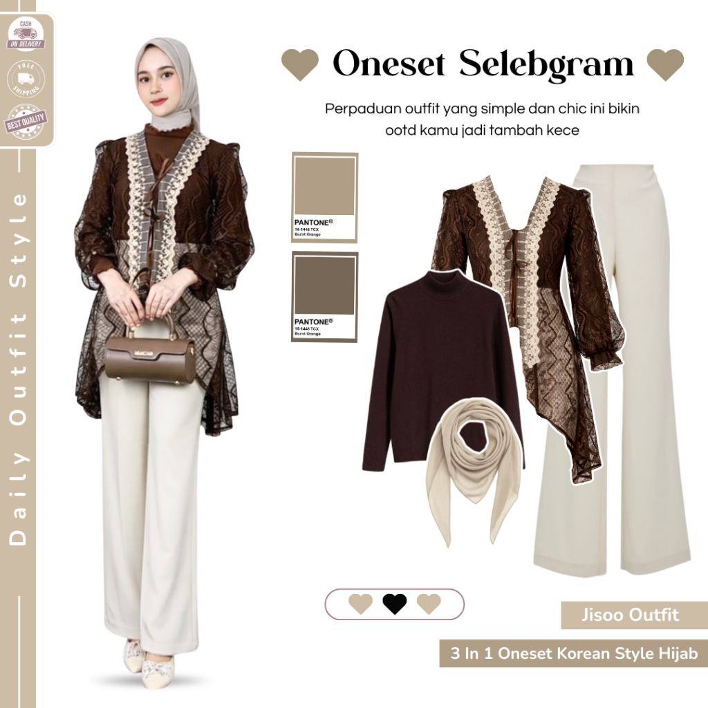 SUPER HEMAT!! Setelan Outfit Kondangan Wanita ( Bella Square + Manset + Brokat + Celana ) Ootd Baju 