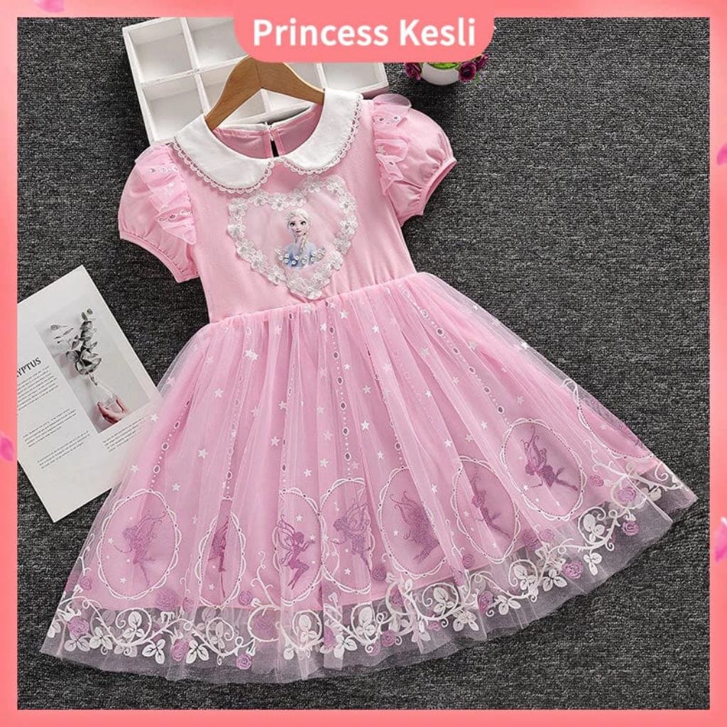 Gaun Anak Perempuan Frozen Pink