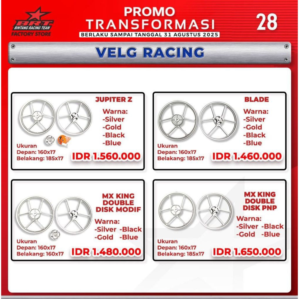 Velg Racing BRT - BINTANG RACING TEAM