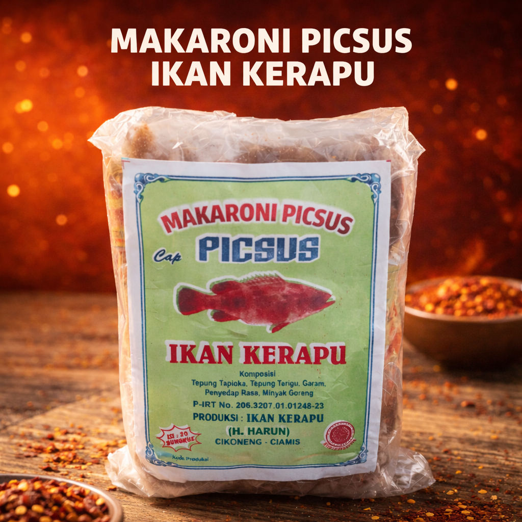 Makaroni Picsus Ikan Kerapu Pedas Gurih – Renyah & Fresh