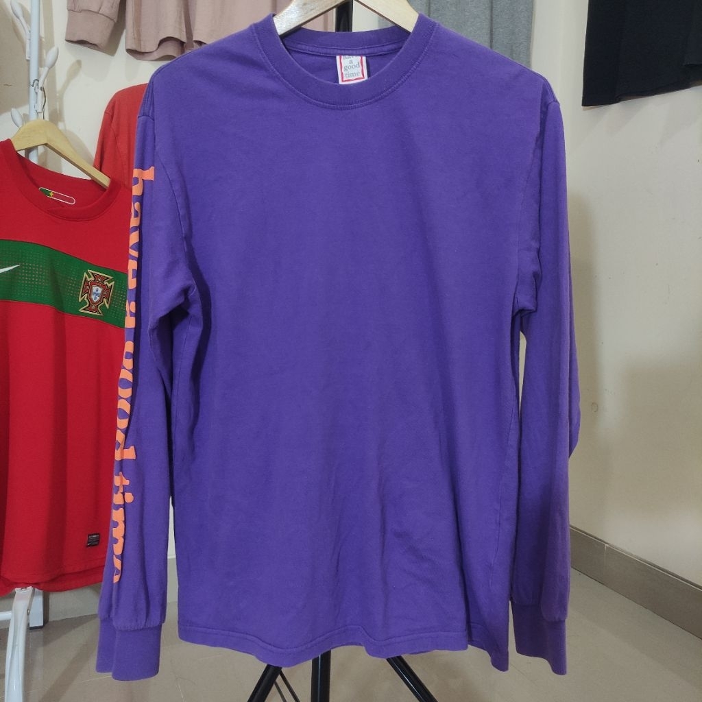 Kaos Lengan Panjang LS Long Sleeve HAGT Have A Good Time Tapped Purple Size M