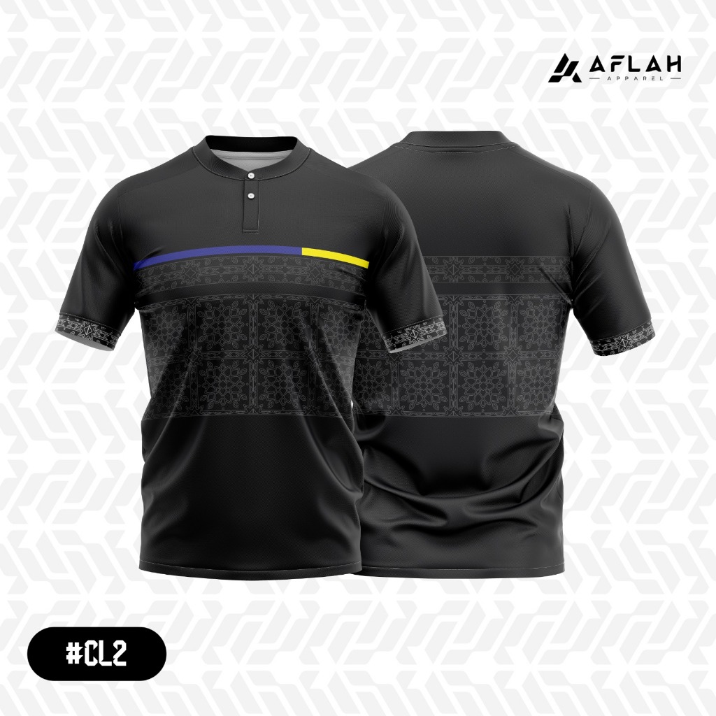 Kemeja  Jersey Koko Muslim Pria Kerah Shanghai - FULL PRINTING BAHAN AIRWALK l CL