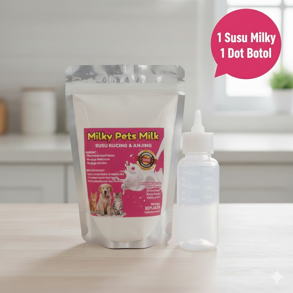 BUNDLE SUSU + DOT / Dot Kucing + Susu kucing Anjing Baru Lahir Paket Hemat Susu dan Dot Kitten Milky