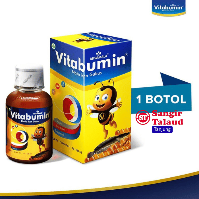 Botol Vitabumin 130 mL - Madu Ikan Gabus Vitamin Usia 1 Tahun Ke Atas Bayi Pelancar