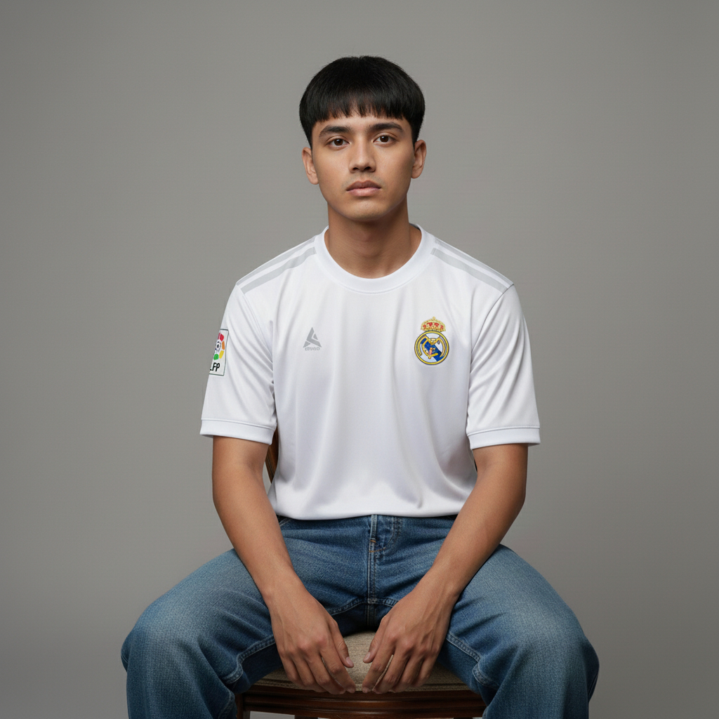 ATHLETIC SPORTWEAR - Jersey Vintage Bola Fantasy Real Madrid Home 2015-16 Fullprinting Casual - Atas