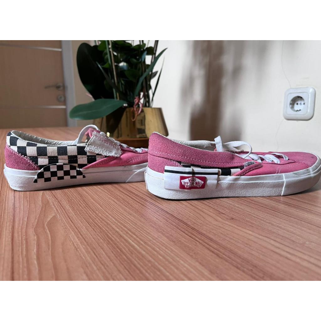 Sepatu Vans Slip-On CAP Checkerboard Strawberry Pink Original. Tanpa Box.