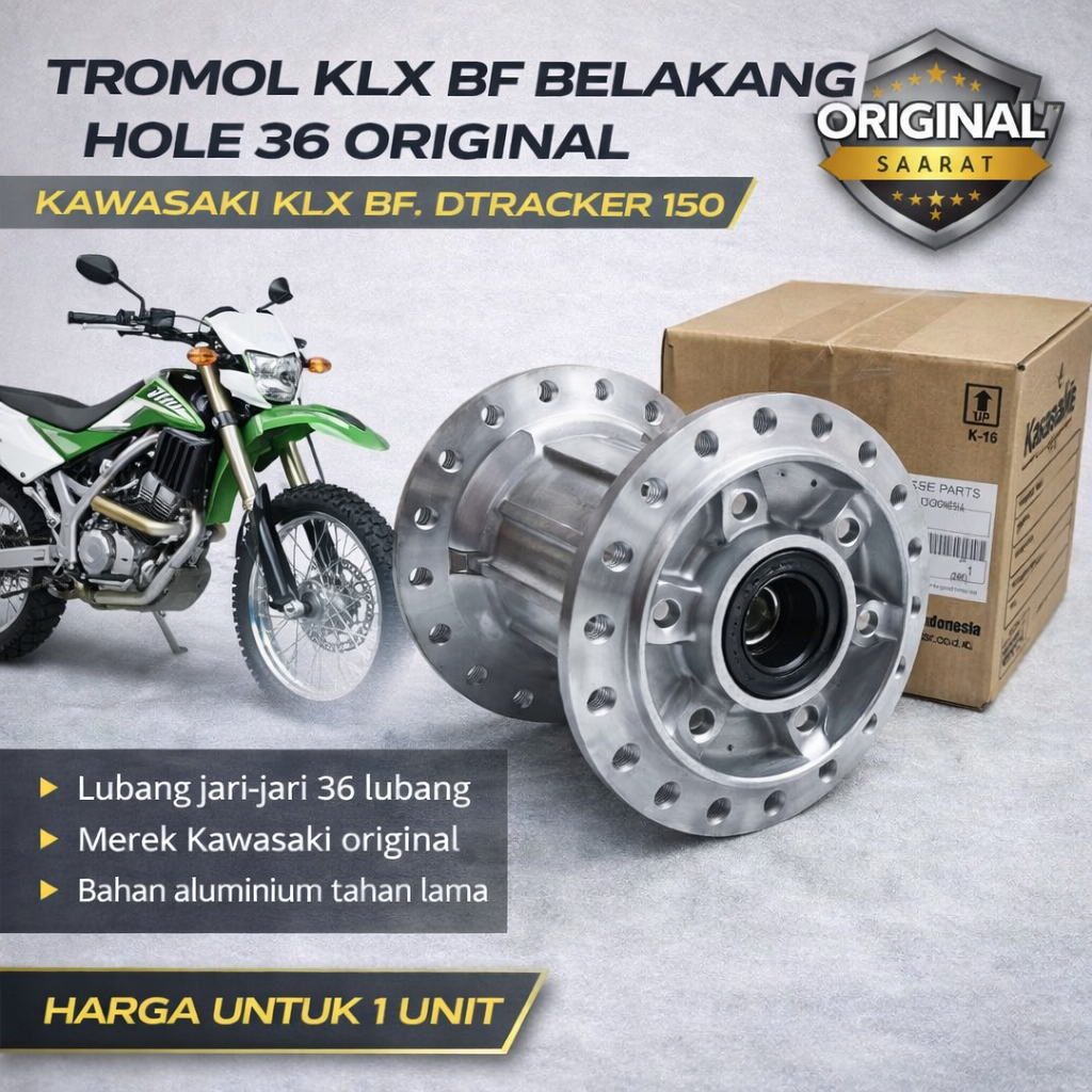 TROMOL BELAKANG KLX /TROMOL KLX 150 ORIGINAL HOLE 36/TROMOL LUBANG 36/TROMOL KLX 150