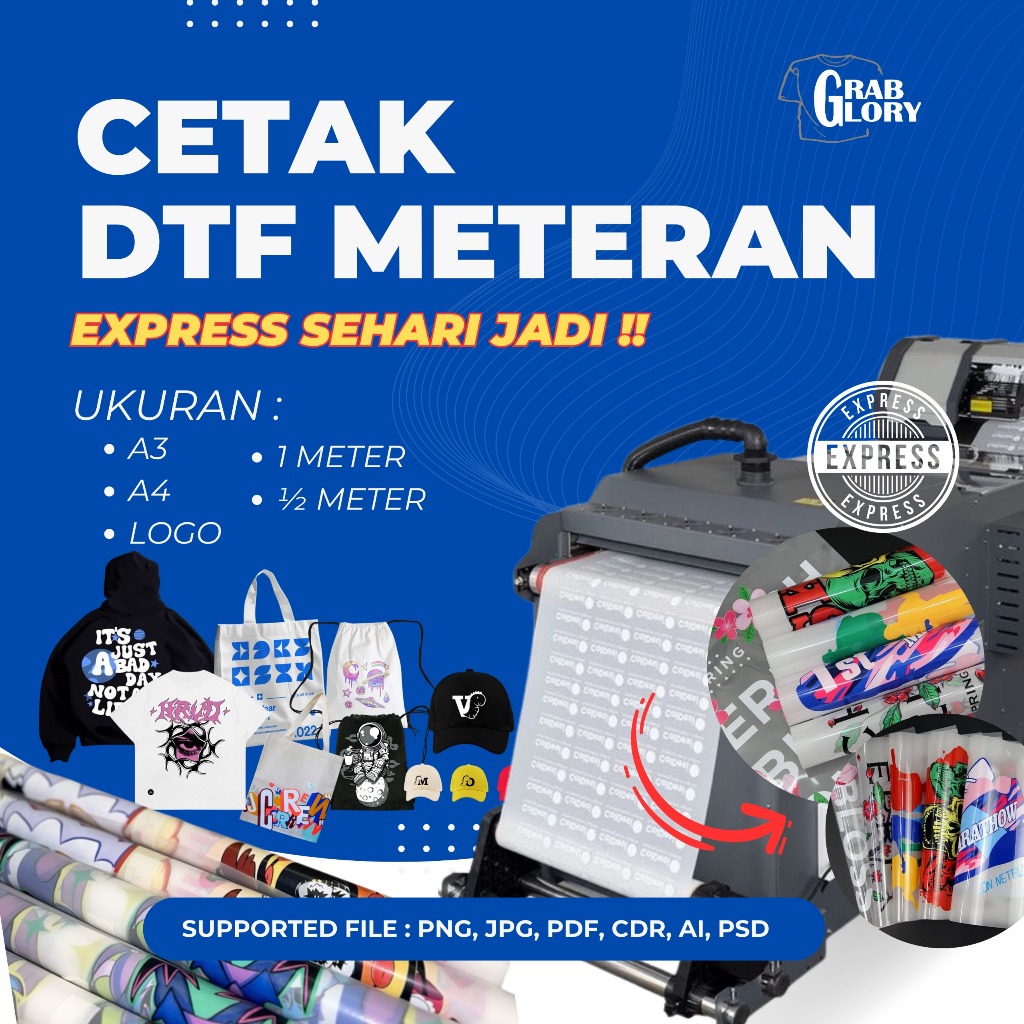 sablon dtf meteran sablon DTF A4 A3 logo sablon satuan sablon dtf sablon dtf setrika sablon dtf cust
