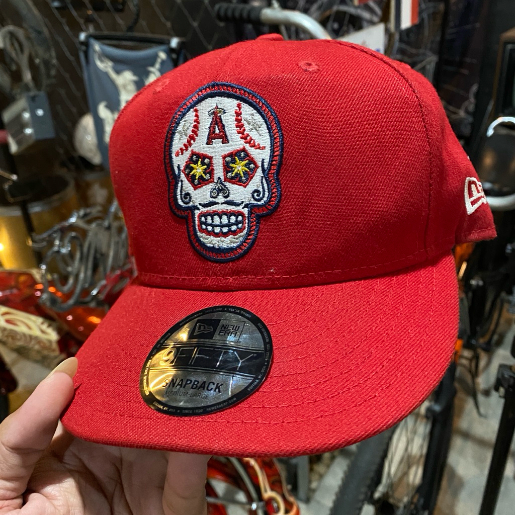 Exclusive New Era 59Fifty Los Angeles Angels Sugar Skull Hat - Red