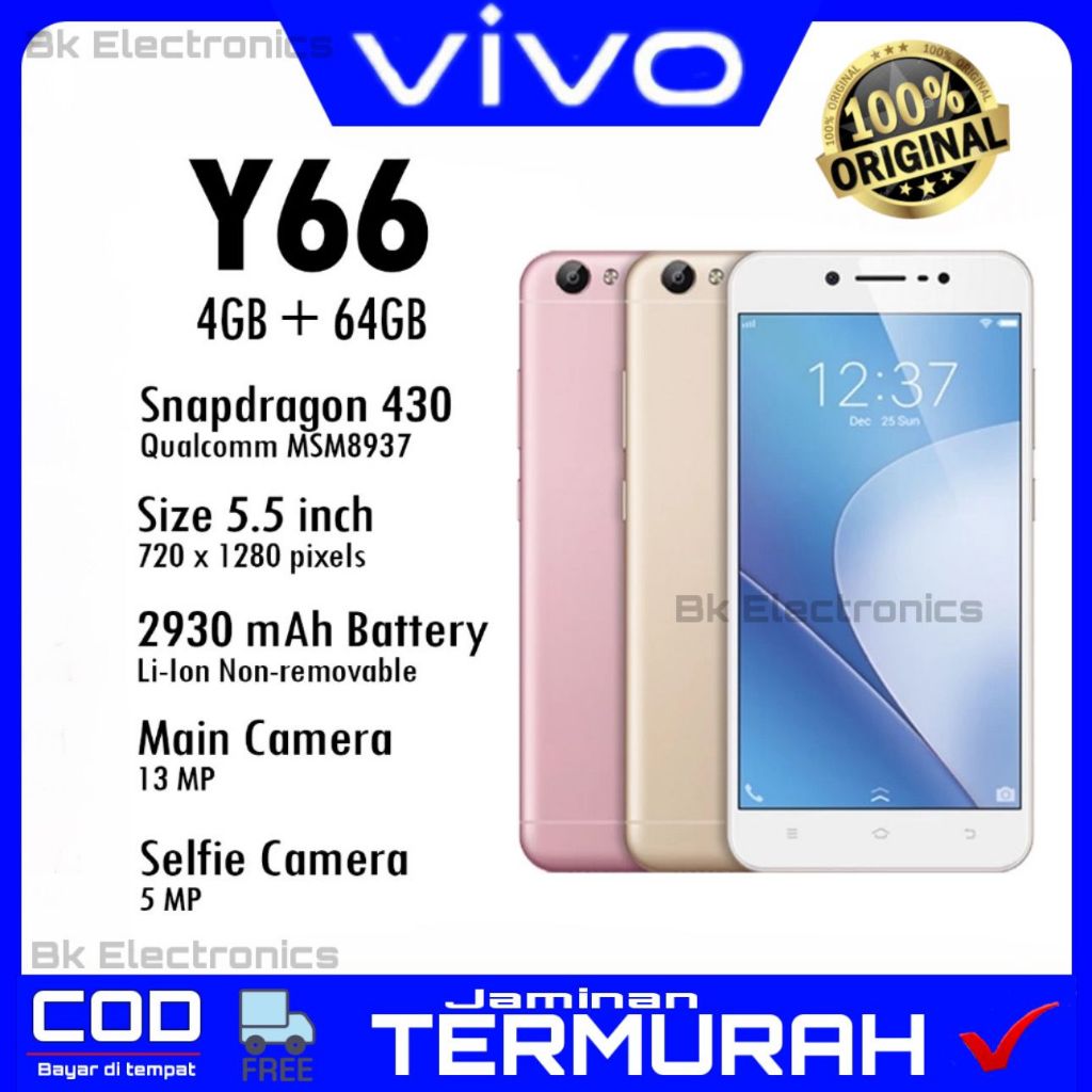 [COD] VIVO Y66 RAM 4/64GB 4G ANDROID PROMO HP BARU TERMURAH BISA COD