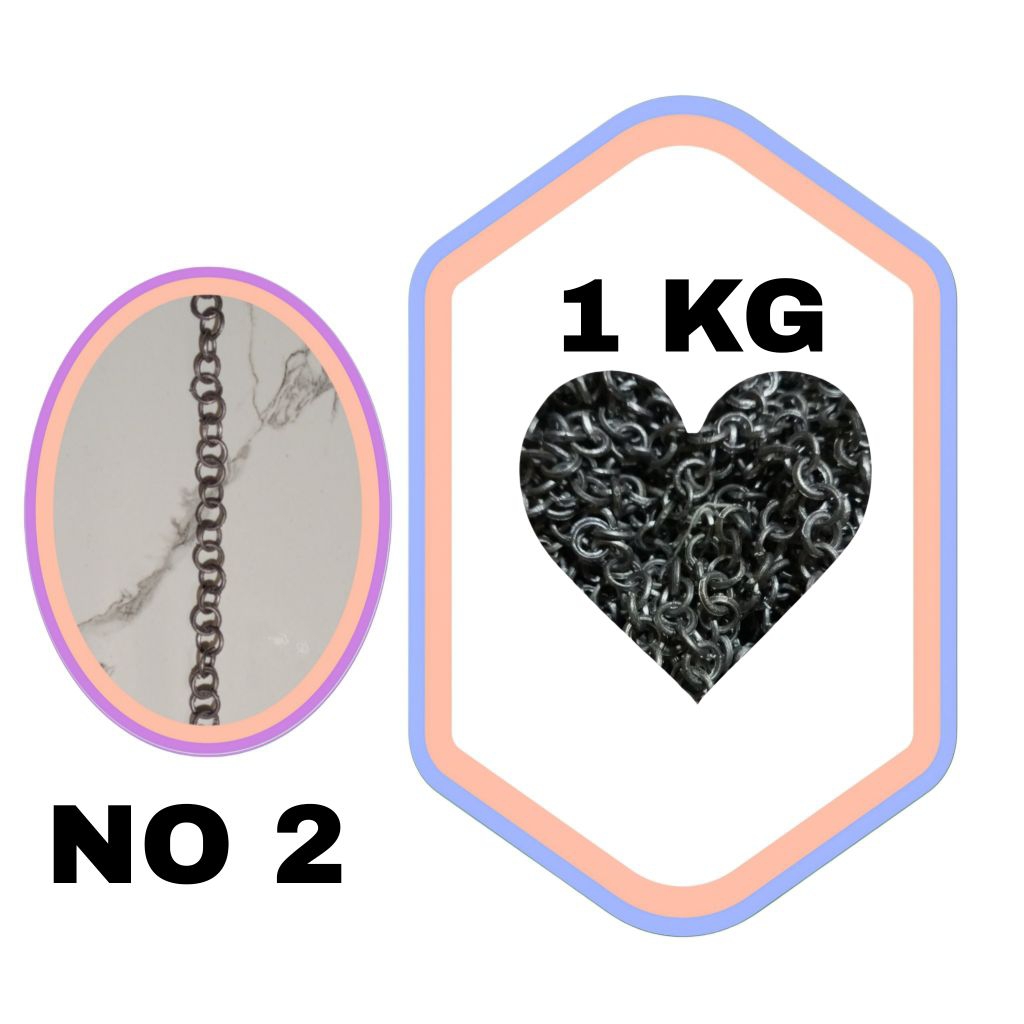 [ ISI 1 KG ] Timah Rantai | Jala no 2 | diameter cincin 15,2mm | ketebalan 2,9mm | panjang 480cm