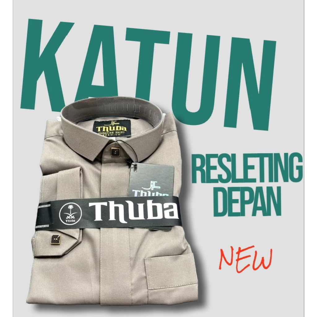 Gamis katun semi Woll/Gamis resleting depan/Gamis Lengan Panjang Manset kerah kemeja/Gamis Pria