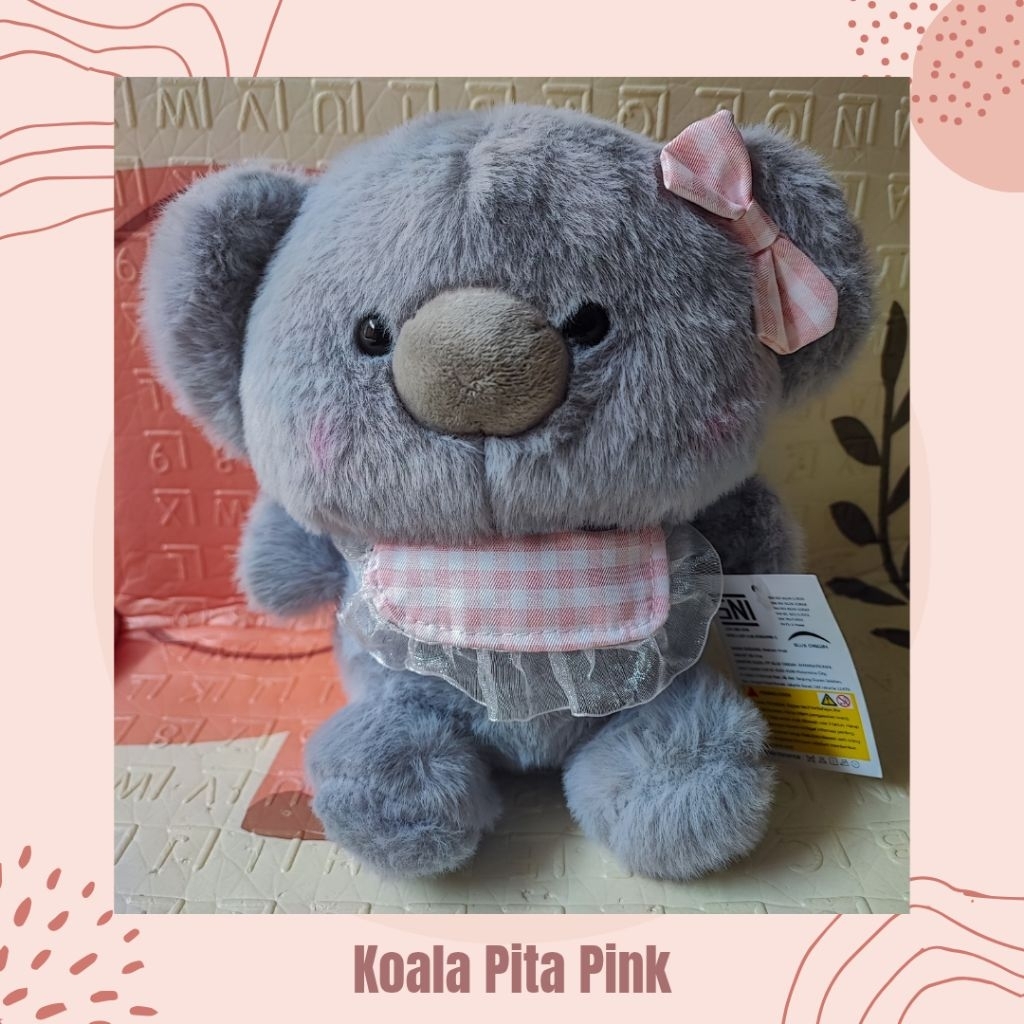 Boneka Koala Abu Pita Pink (Mainan Anak Cantik Lucu Boneka Halus Wangi Lembut Kado Perempuan Cewek)