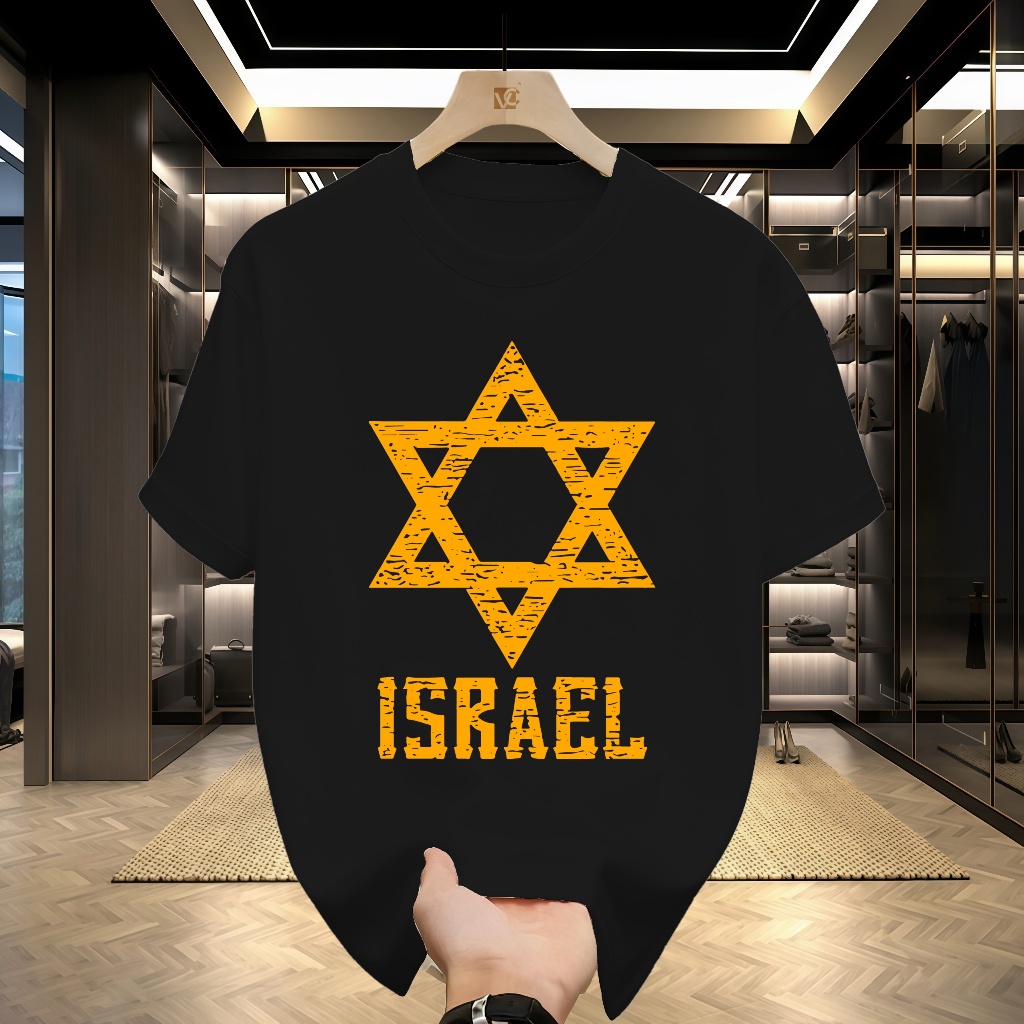 Israel Bintang Daud T Pakaian Pria Kaos butik bernapas katun murni