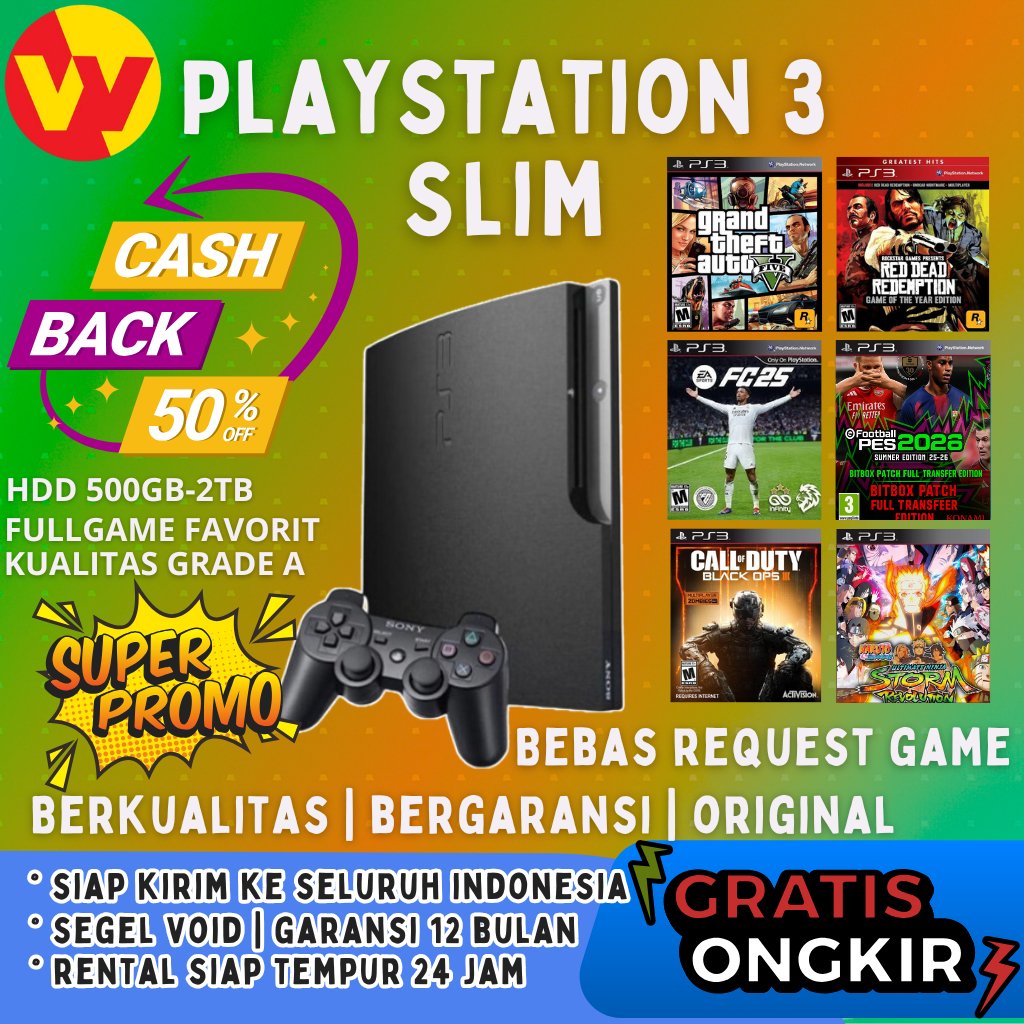 SONY PS3 SLIM Playstation 3 slim fullgame terbaru bebas pilih games