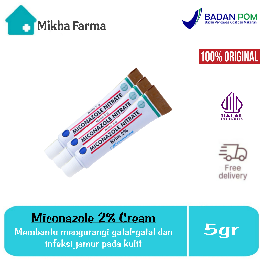 Miconazole Nitrate 2% | 5gram | By. Berno -  Obat Gatal Jamur Kulit