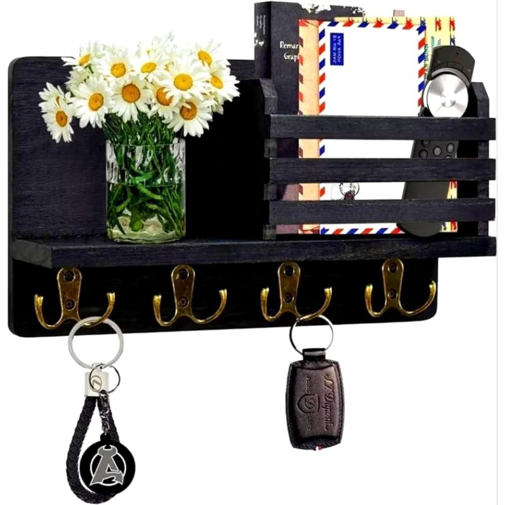 gantungan kunci dan rak dinding kayu jati / rak dinding mewah / rak dinding kayu terbaru