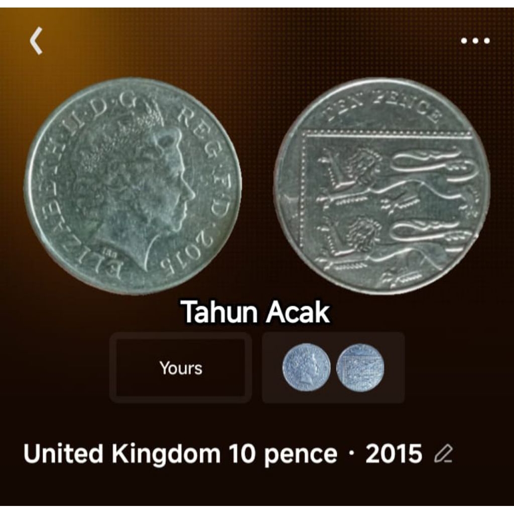 MC-101a Koin UK 10 Pence Shield Souvenir Koleksi Uang Logam Coin Lama Kuno Jadul Asing Luar Negeri M