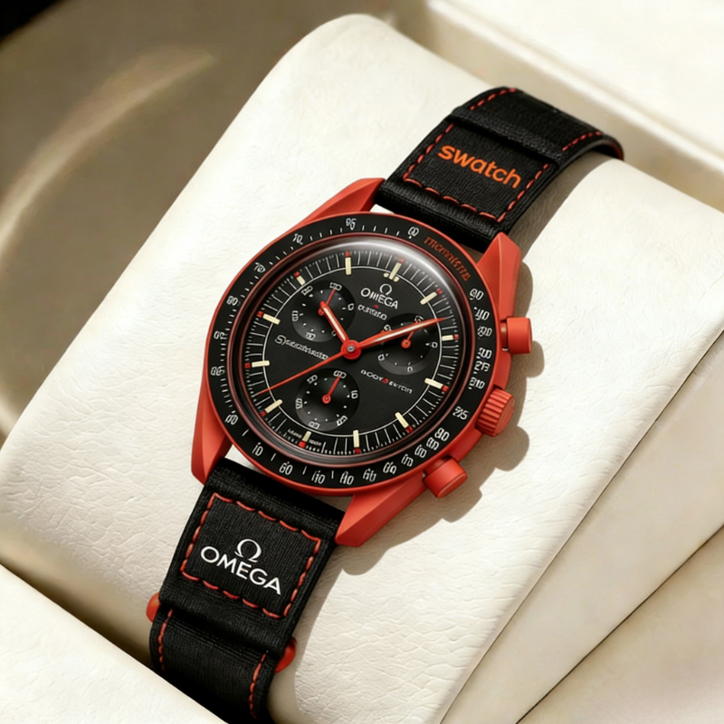 Baru  Omega X Swatch Jam Tangan Quartz Pria Mission to Lava