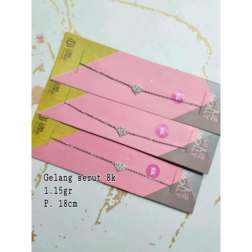 Gelang rantai serut love mata mas putih