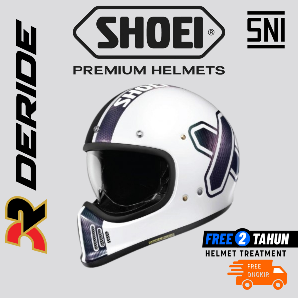 Shoei Ex Zero Cross Logo TC-6 Black White Helm Cakil Retro Full Face Sportster SNI Original