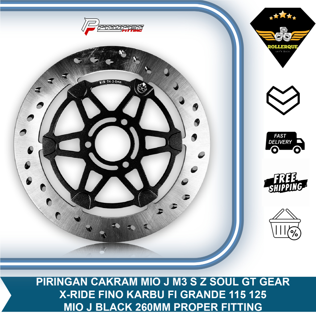 Piringan Cakram Disk Brake Floating 260mm Mio J M3 S Z Soul GT Fino 115 125 Karbu Fi Grande Black Hi