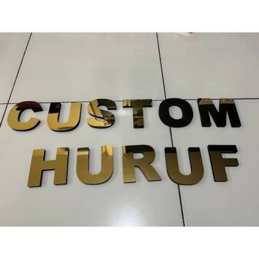 huruf timbul 3D stainless gold