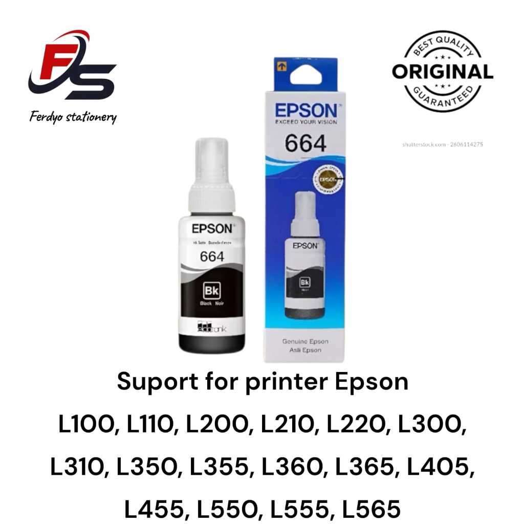 Tinta Epson 664 ( 1Set 4Pcs) Original warna BK,c,,y,,m,,For Printer L100,,L110,,L120,,L200,,L210,,L2