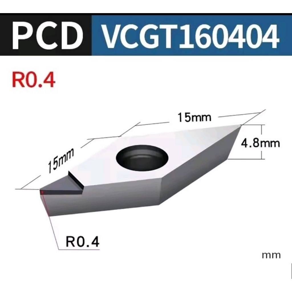 (IS0409) Insert  bubut mata bubut kinclong Diamond PCD VCGT1604 untuk alumunium kulap