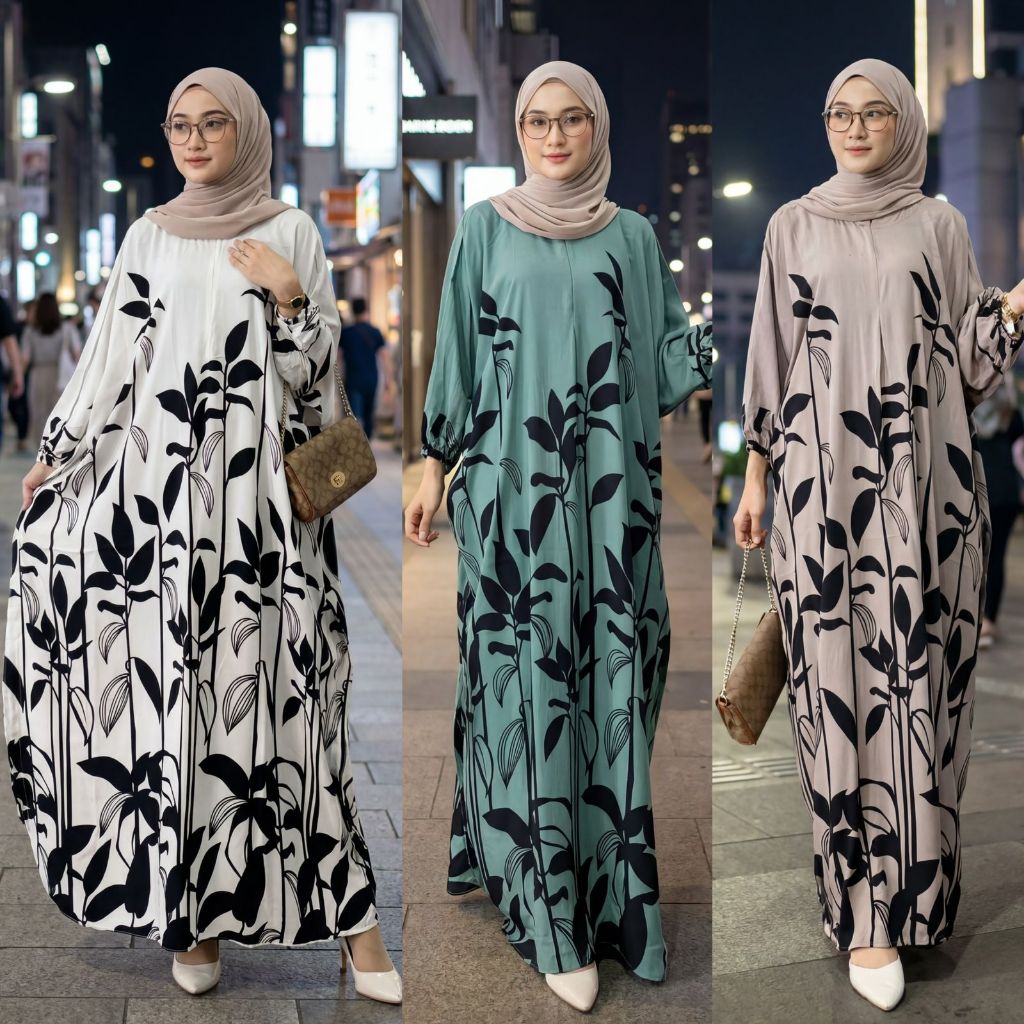 Aesha Kaftan Rayon Premium Model LAELA Busui Gamis Kaftan Ukuran Allsize LD 160cm Panjang 138cm