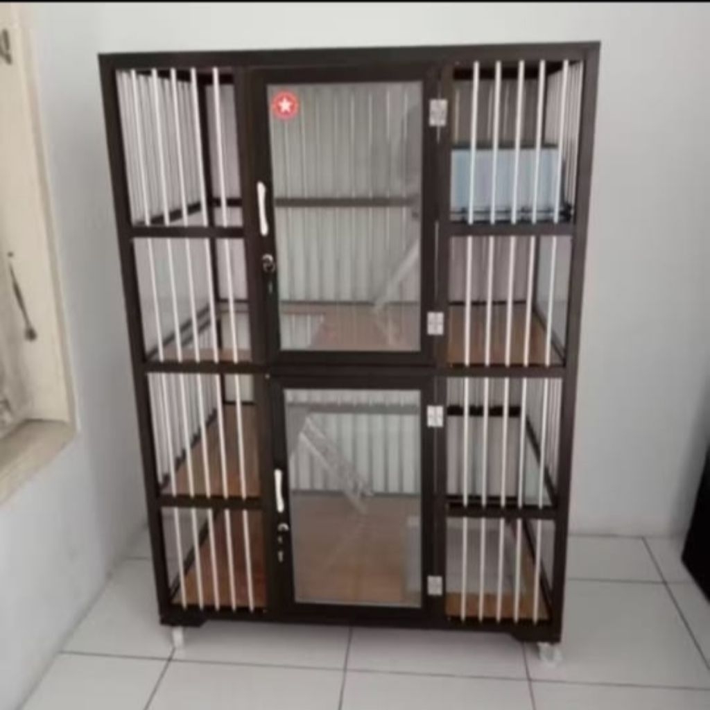 kandang kucing alumunium 2kamar