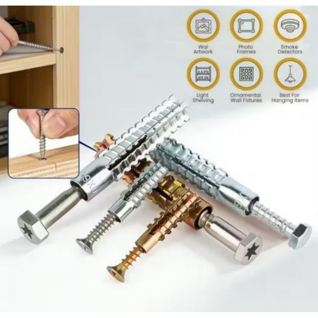 1 PCS Angkur Baut Fischer Tembok 6M / 8M Sekrup Pengait Fisher Besi / Stainless Anchor Pengkuat Dind