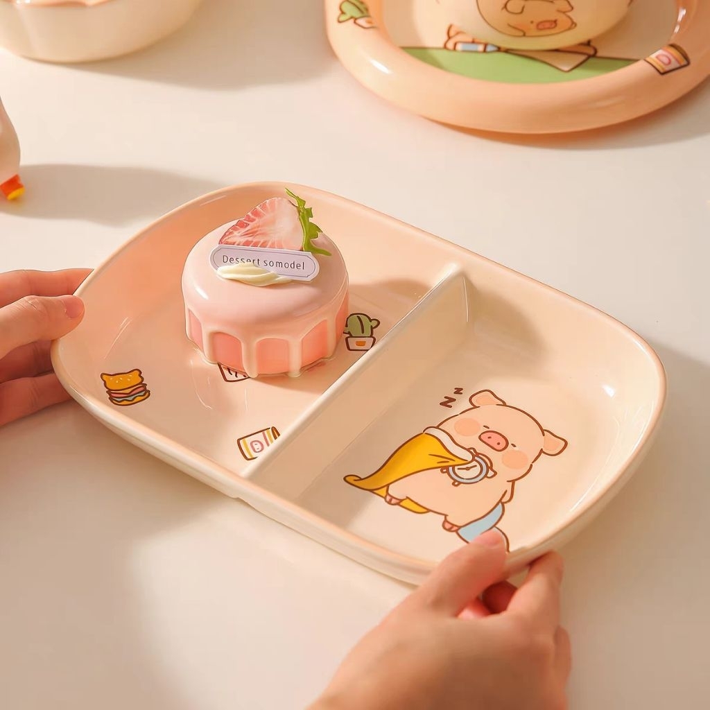 set piring motif bahan keramik