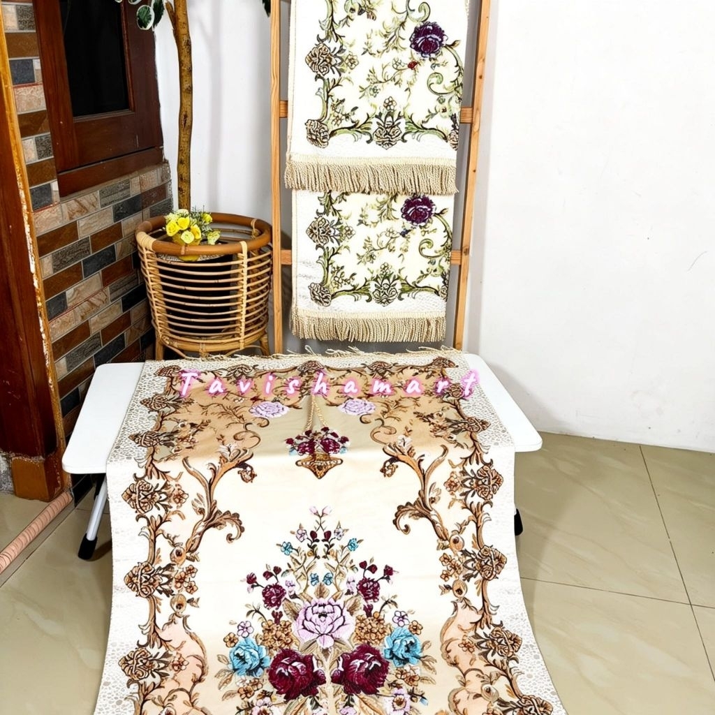 Sajadah Turky Premium Motif Bunga Timbul Ukuran Besar 120X70Cm Sajadah Seserahan Premium Super Mewah