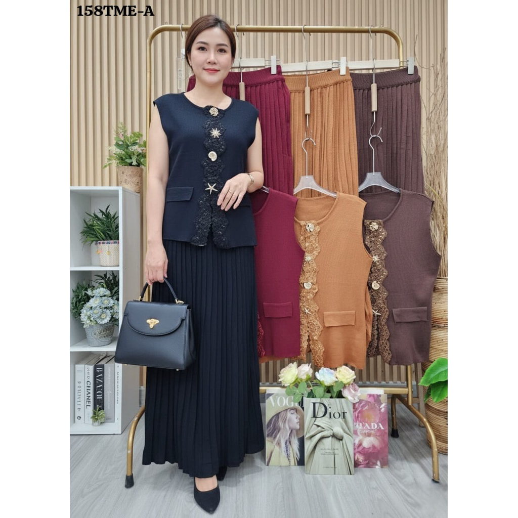 One set Vest rok rajut keong/set Vest rajut rok