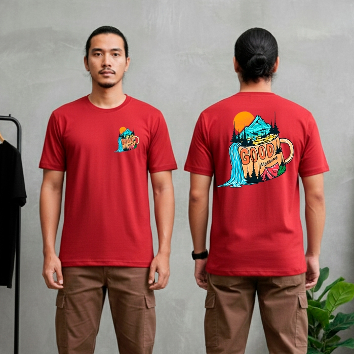 COD .. Baju Kaos Pria Motif Surfing Good Morning | Baju Kaos Distro | Kaos Cowok | Baju Pria Viral |