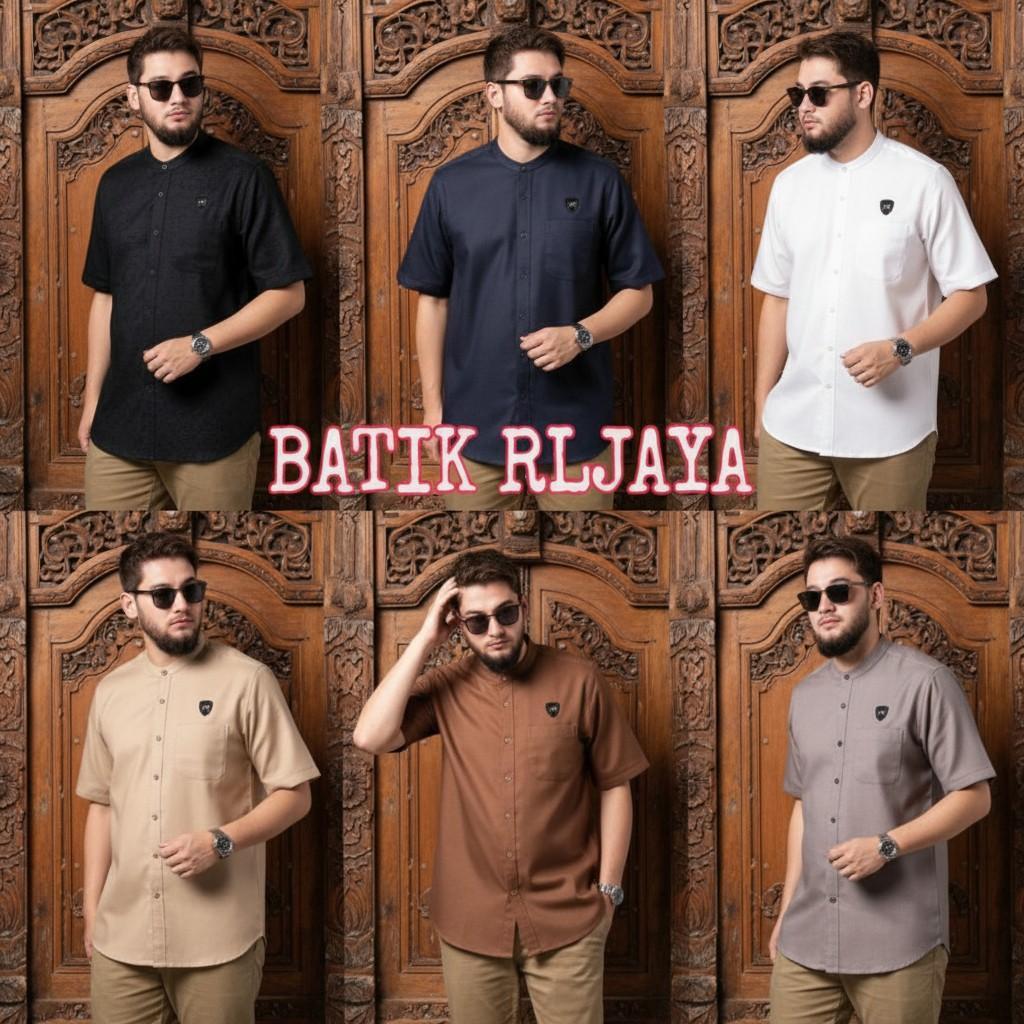 Batikrljaya Baju koko pria lengan pendek modern premium terlaris Kemeja koko pria lengan pendek