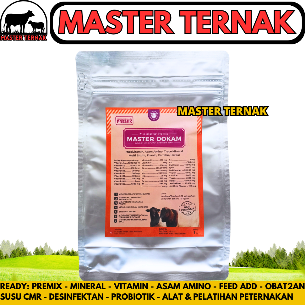 PREMIX DOMBA KAMBING MASTER DOKAM 1 KG - Premix Pemacu Pertumbuhan & Penggemukan Kambing Domba