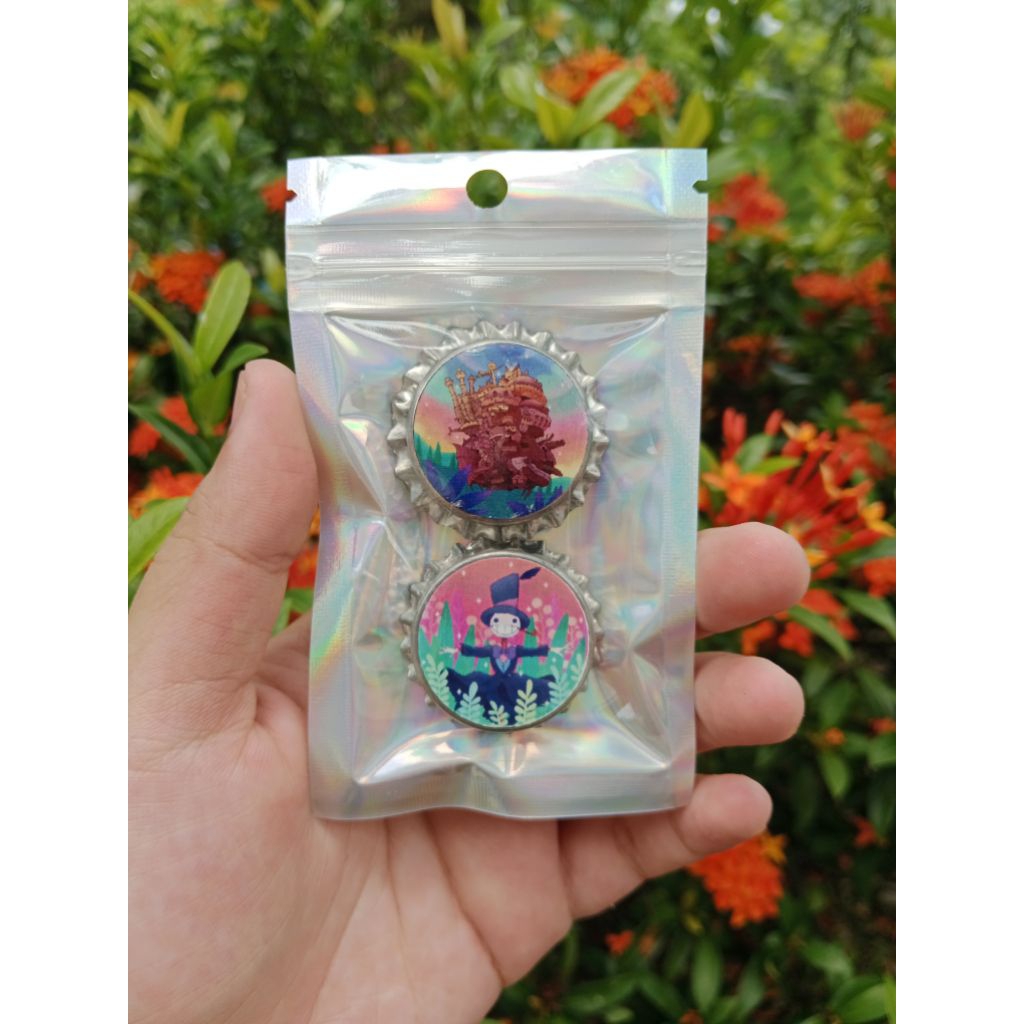 Ghibli Pin Tutup Botol Bottle Cap Pin Ghibli isi 2 Random Gambar