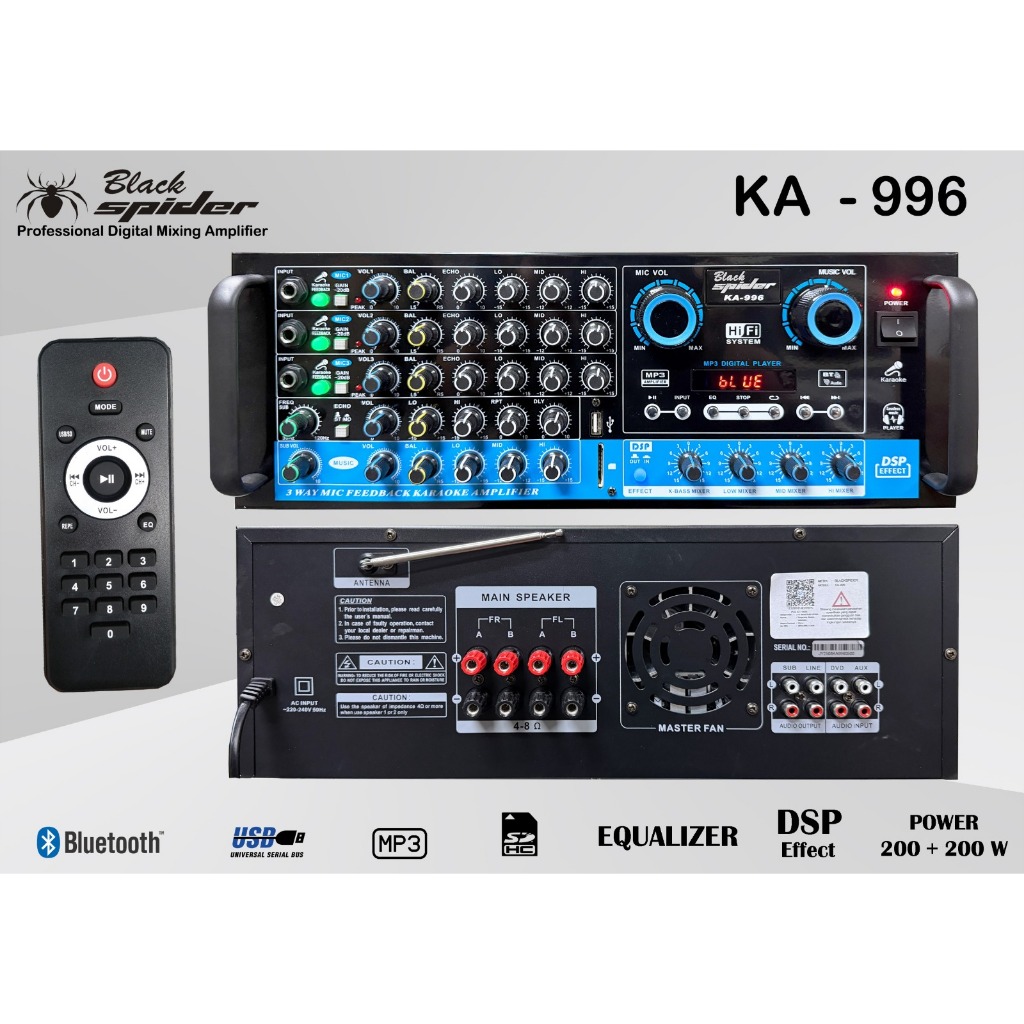 Amplifier Karaoke Black Spider KA 996 Amplifier Karaoke Original