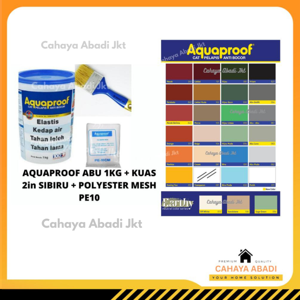AQUAPROOF ABU 1KG + KUAS 2in + POLYESTER MESH PE10