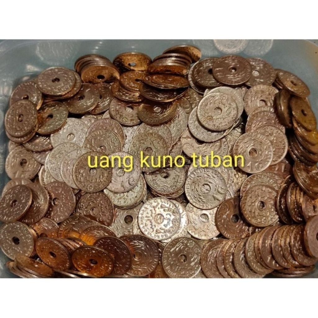uang kuno KOIN 1 CENT BOLONG NEDERLANDSCH INDIE