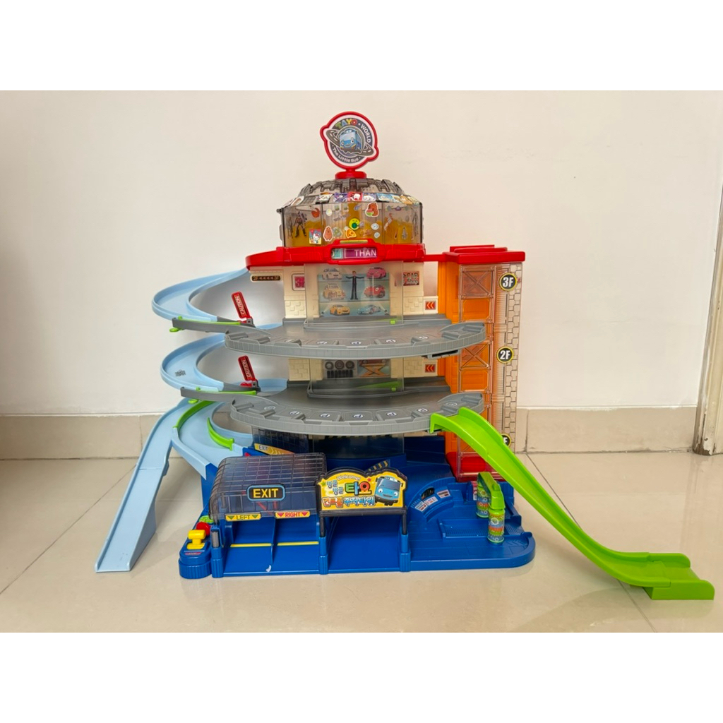 Preloved Like New - Tayo The Little Bus 120001 Mega Parking Building Control Mainan Anak Original