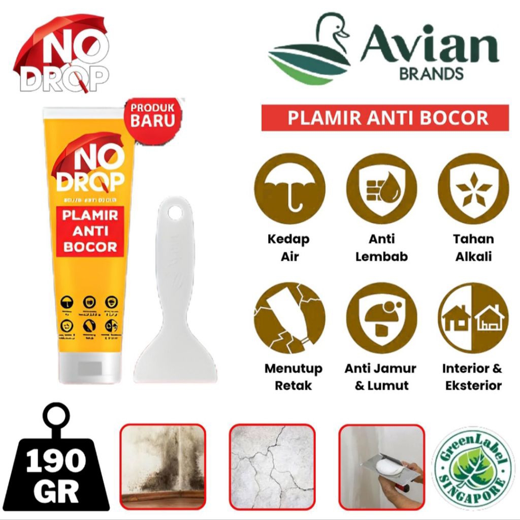 No Drop Plamir Repair Cream Dempul Perbaikan Tambal Dinding Retak Avian NoDrop