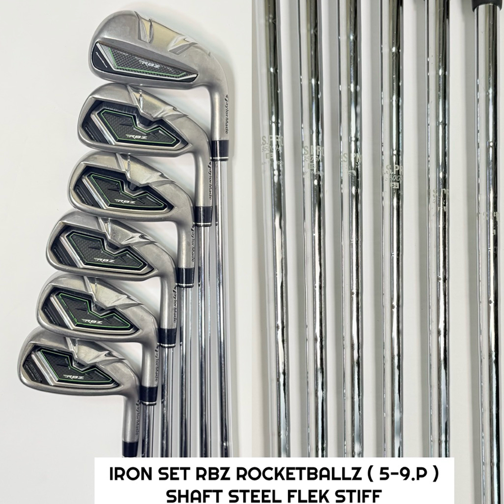 Iron Set Golf Man Taylormade RBZ Rokcetballz Shaft Steel Flek S Bekas Original - Stick Golf Iron Set