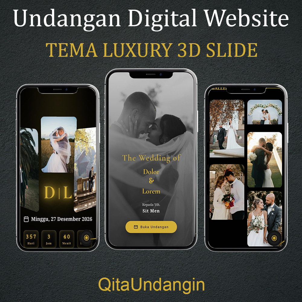 Undangan Digital Pernikahan 3D - Undangan Website Pernikahan 3D Premium - Fitur Lengkap, Tema Elegan